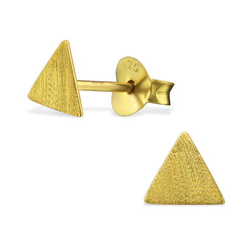 Gold Plated Brushed Finish Triangle Studs